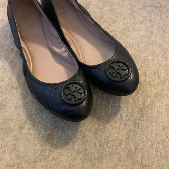 Tory Burch Allie Ballet Flats Black Leather - Picture 2 of 6